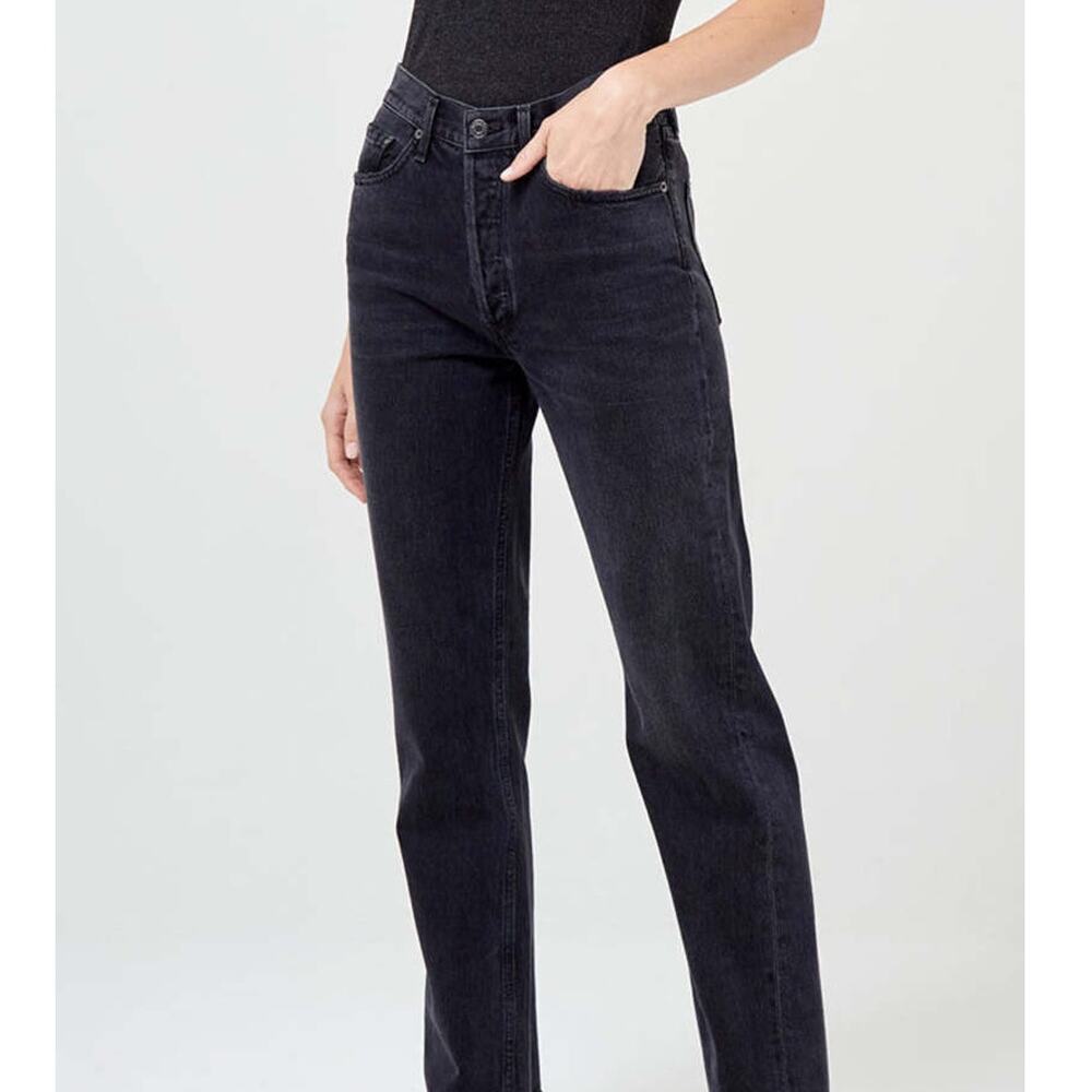 AGOLDE Lana Mid Rise Straight Jeans Size 26 Black